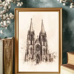 St. Patrick’s Cathedral Art Sketch 8x10 Premium Matte Art Print - Unframed - Home Decor -  Wall Photo Artistic Room Decoration Poster