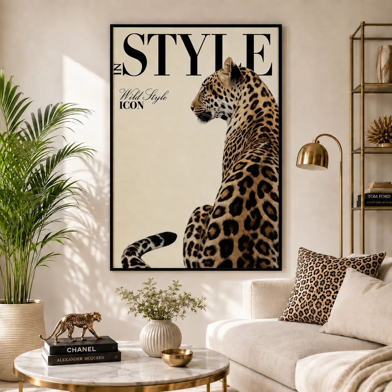 Leopard Magazine-Look Wall Poster, Wild Animal Fashion HD Print, 2026 Fall Neutral Aesthetic Home Decor for Bedroom, Fashion-Themed Gift