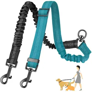 Pet leash one to two retractable dog supplies dog leash rope Adjustable Anti-Shock Dog Leash, Dual-Headed Training Rope for Large & Small Dogs, 1.6 Feet Long, Ideal for Walking & Training