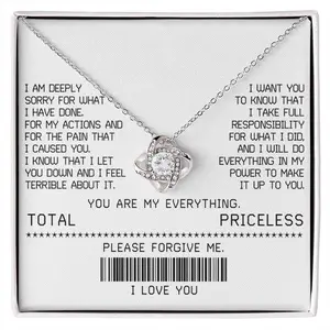 Gift for Girlfriend, Sorry Love Knot Pendant Necklace, Apology Necklace For Wife Girlfriend,  Sorry Gift Friend, Partner Apology Gift