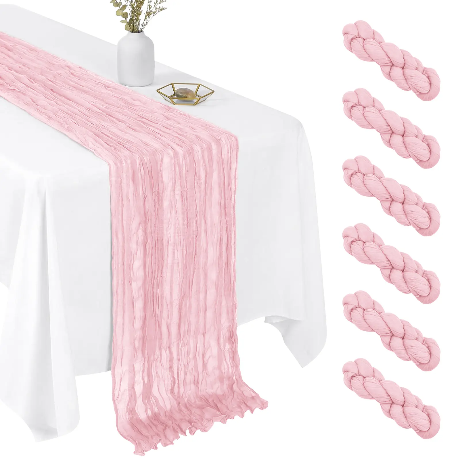 6Pack Cheesecloth Table Runner 17x108 Inch, Multiple Colors - Boho Sheer Gauze for Wedding, Baby Shower, Party & Home Decor
