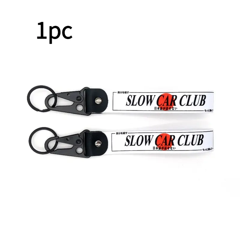 SLOW CAR CLUB Keyring Nylon Keychain Stylish Keychain JDM Racing Style Durable Car Motorcycle Key Tag Accessory Red Sun Graphic Accessories