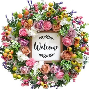 2026 High-End New European Style Wall Decor with Frame Wreath, Cross-Border Festival Atmosphere Picture Frame Wreath Decoration, Wall Hanging