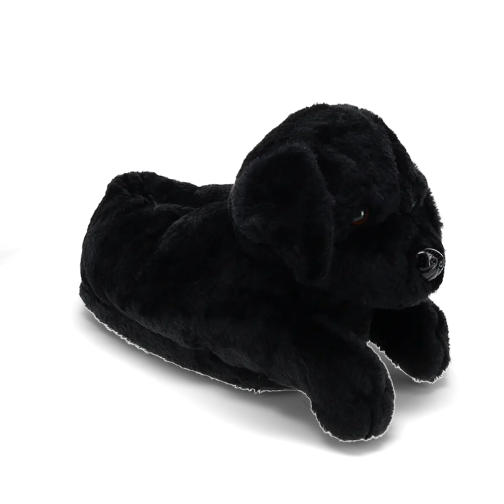 Black Lab Plush Animal Slippers for Men & Women - Soft Fluffy Flipflop with Non-Slip Sole & Memory Foam Footbed - Perfect Gift for Dog Lovers