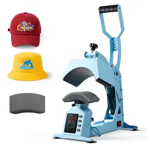 Hat Heat Press Machine With 2 Interchangeable Platens And Caps Stretcher, Precise Temperature And Time Control, Cap Press For Hats And Caps, HTV Iron-On And Sublimation Projects, Lightweight Durable Unit In Light Blue Finish