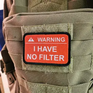 Warning i have no filter 2"x3" removable morale patch with hook and loop backing