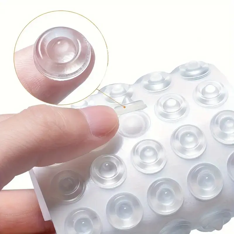 50pcs Self-Adhesive Silicone Buffer Pads, Transparent Noise Reduction Non-Slip Home Cabinet Door Protectors, Durable Heavy Duty DIY Furniture Wall Guards