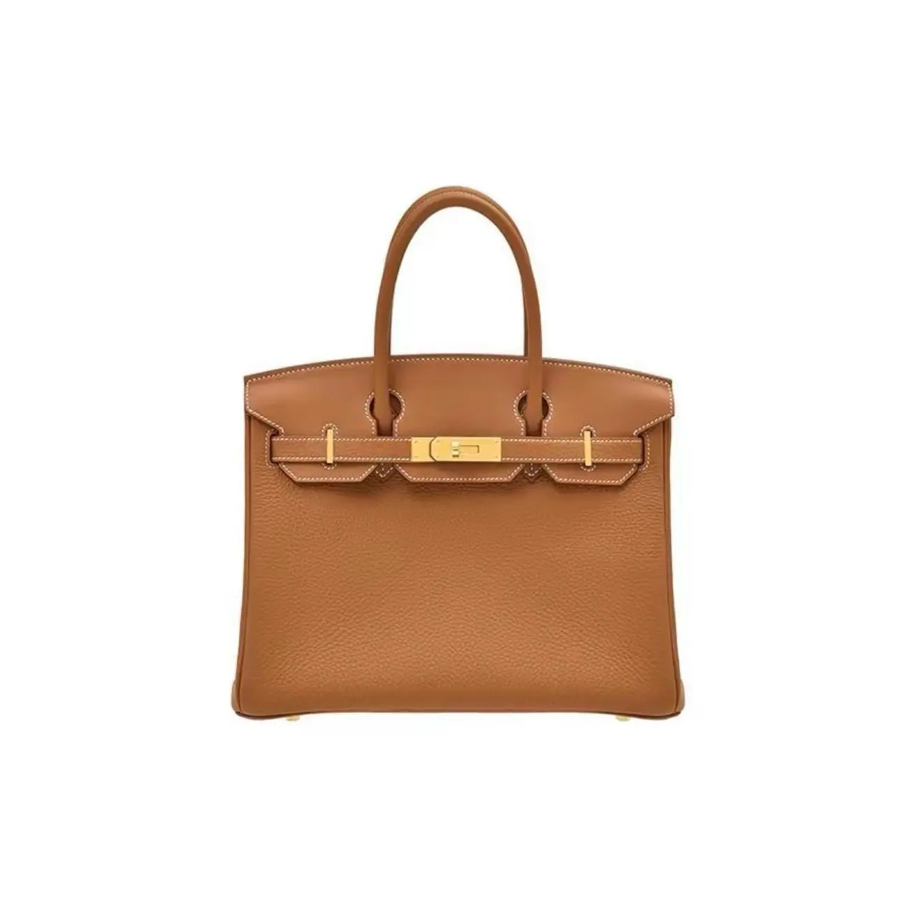 Pre-owned HERMÈS Birkin 30 Handbag Gold Togo Leather Gold‑Tone Hardware C‑Stamp Top‑Handle Bag 2604377