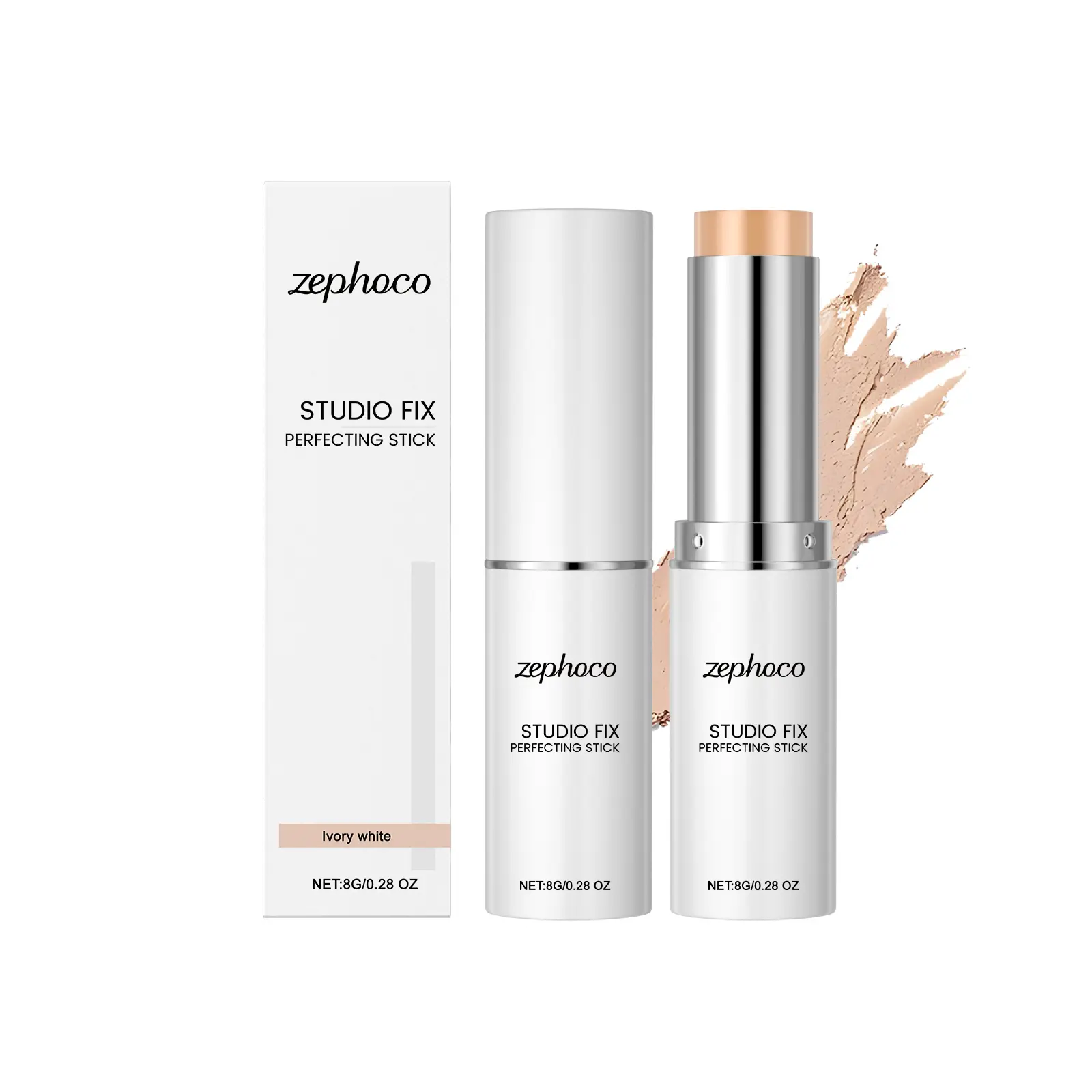 Cream Foundation Stick Ivory White, Long Lasting Full Coverage Concealer Foundation Stick, Portable Oil Control Blur Blemish Makeup Stick 8g