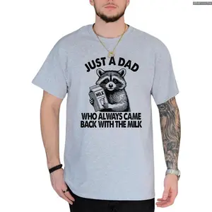 Just A Dad Who Came Back With The Milk Father's Day Raccoon Shirt, Dark Humor Minimalist Funny Milk T-shirt Future is Bright