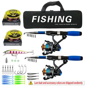 Fishing Rod Set, Fishing Rod & Metal Fishing Reel & Fish Line & Soft Bait & T-tail Mini Bait & Portable Fishing Bag, Outdoor Fishing Accessories, Fishing Gear Set