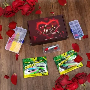 Valentine's Day Limited Fishing Bait Gift Box, Romantic Fishing Set with Soft Lures, Hooks, and Fake Baits, Perfect Gift for Fishing Enthusiasts
