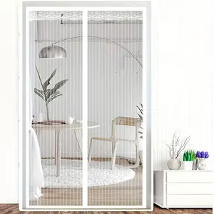 Magnetic Door Curtain, No Drilling Required, Pet-Friendly Breathable Polyester Fabric, Easy Installation, Multiple Widths & Heights Available, Magnetic Screen Door