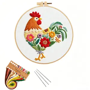 Rooster embroidery kit for beginners — DIY handmade sewing embroidery painting for decoration