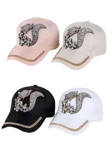 Women's Rhinestone Decorated Snapback Baseball Cap, Fashionable Animal Design Baseball Cap for Daily Wear, Casual Trendy Hat for Women & Girls