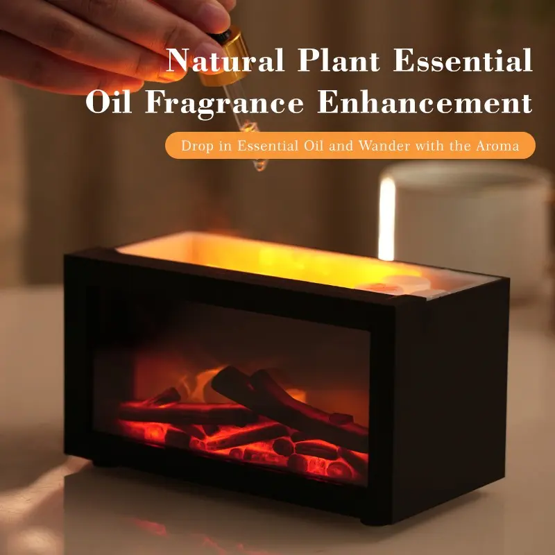 USB-powered electric flame fireplace humidifier, simulated fireplace flame humidifier, colorful LED fireplace, aromatherapy diffuser. Home decoration, Home Air Humidifier
