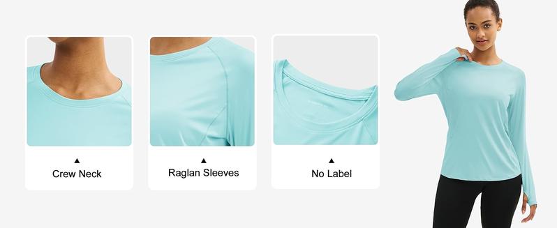 TACVASEN Long Sleeve Shirts for Women Workout Top UPF 80+ UV Protection Lightweight Rash Guard with Pocket Running Shirt