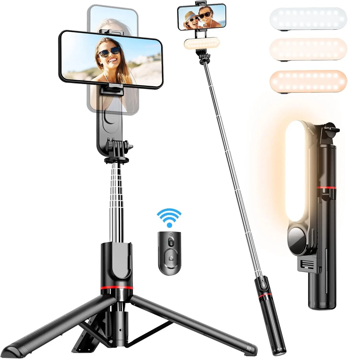 Selfie Stick Tripod with Fill Light, 44 Inch Extendable Selfie Stick with  Remote and Tripod Stand 360 Rotation for  15/14/13/12/11 Pro/XS Max/XS/XR/X/8/7,  and Smartphone