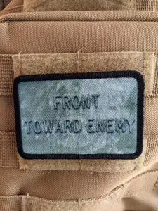 Claymore front towards enemy  military tactical 2"x3" removable morale patch with hook and loop backing