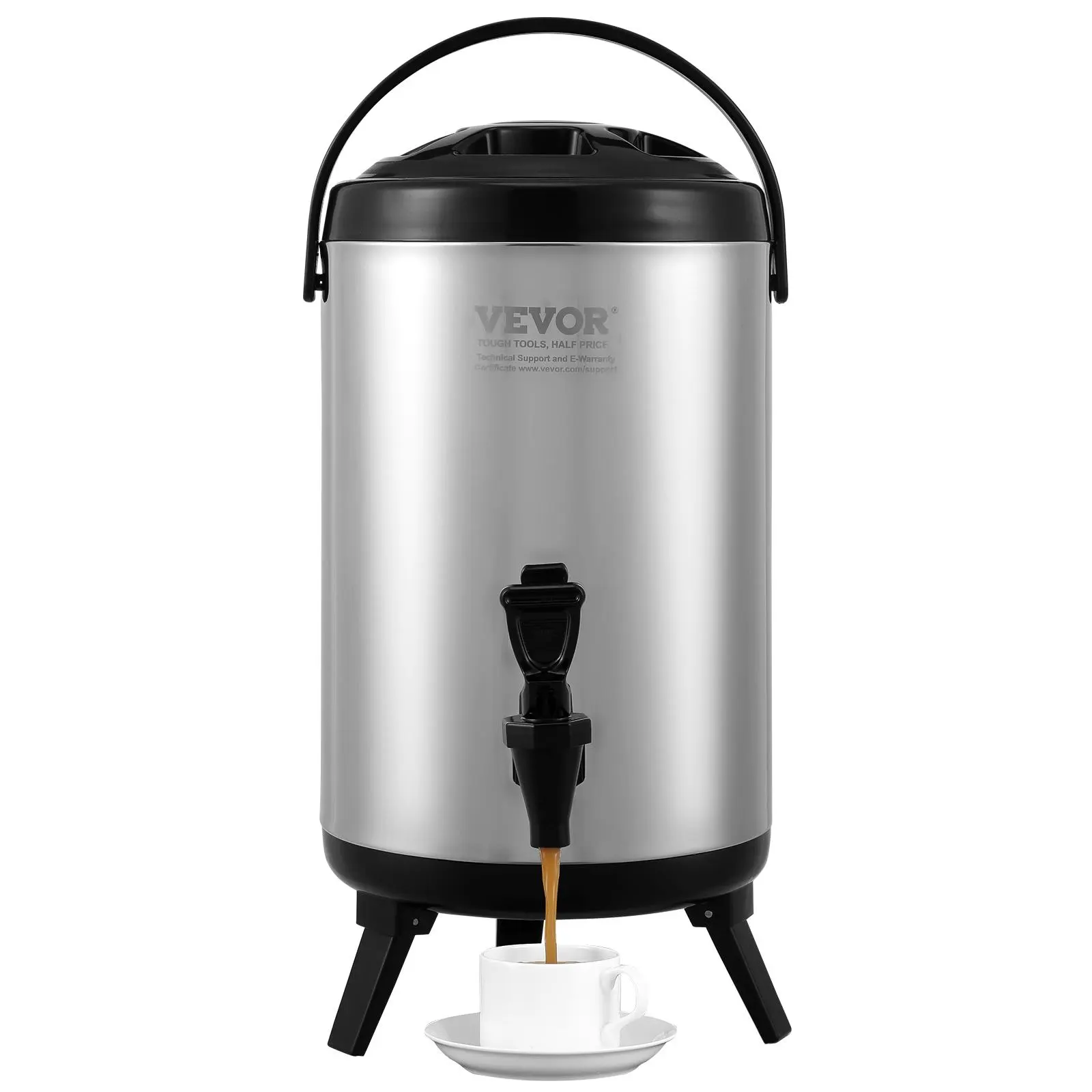 【SummerFinds】VEVOR Stainless Steel Insulated Beverage Dispenser,  , 2 Gallon 7.6 Liter, Thermal Hot and Cold Drink Server Dispenser with Spigot Handle, Food-grade for Hot Tea Coffee Water Restaurant Drink Shop