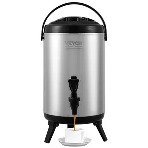 【FathersDayGift】VEVOR Stainless Steel Insulated Beverage Dispenser,  , 2 Gallon 7.6 Liter, Thermal Hot and Cold Drink Server Dispenser with Spigot Handle, Food-grade for Hot Tea Coffee Water Restaurant Drink Shop