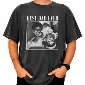 Custom Photo No 1 Dad Shirt, Personalized Father T-Shirt, Upload Your Picture and Text, Fathers Day Gift Tee, Custom Dad Graphic Tee for Men Women, Family Memory Shirt