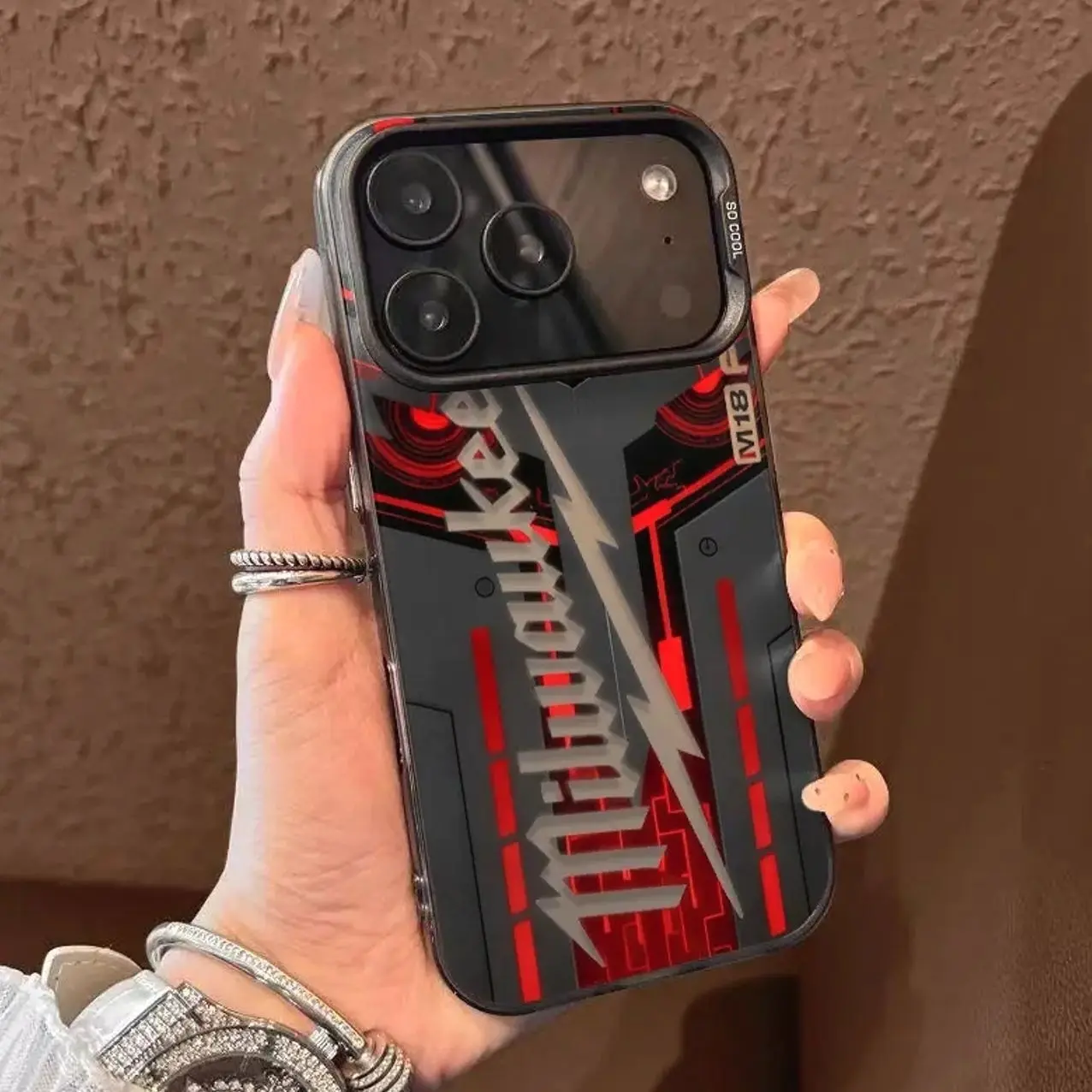 Thunderbolt Mecha Style Technology and Fashion TPU Laser Crafted Phone Case Compatible with iPhone 17, 16, 15, 14, 13, 12, 11, X & Galaxy