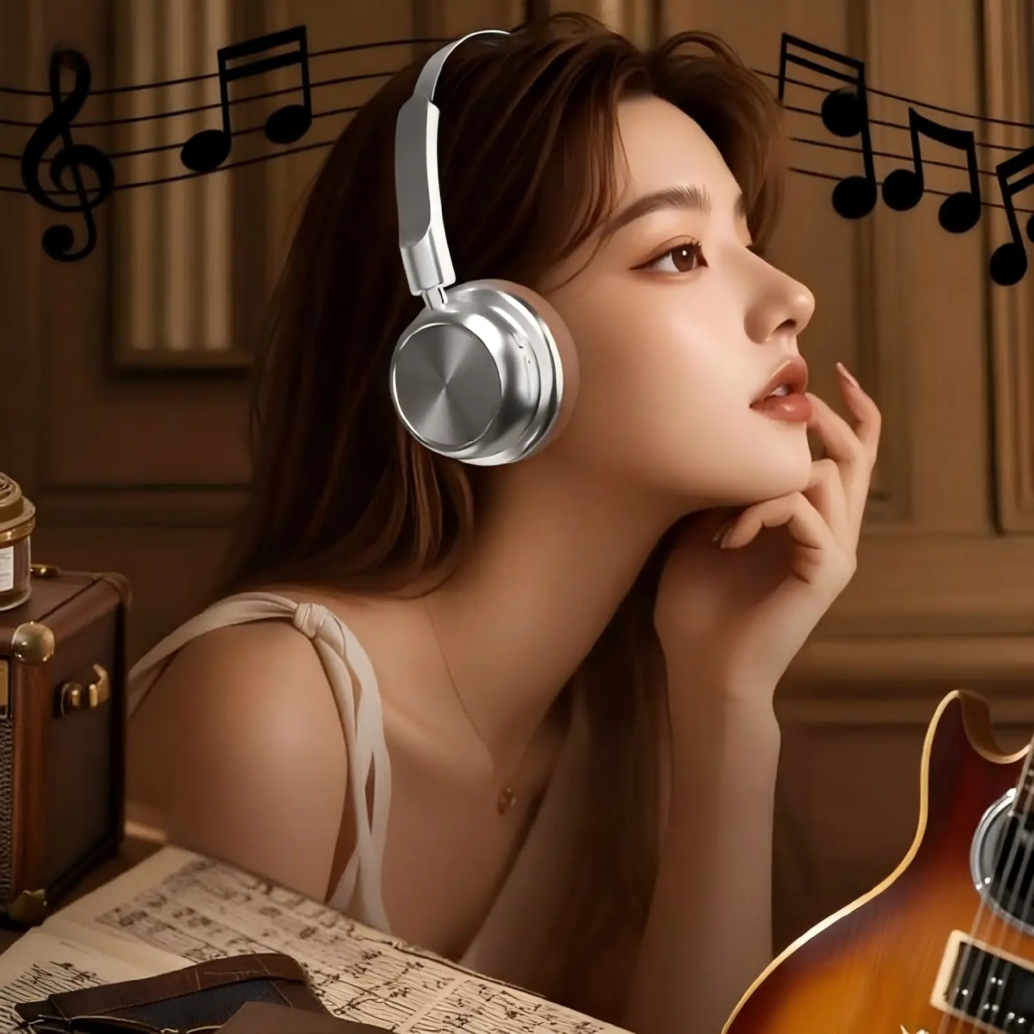 Wireless Noise-Cancellation Over-Ear Headphones, Bluetooth 5.4 Audio Headset with Extra-Long Battery Life, 0 Latency, HD Calls, Retro Design, Ideal for Commuting & Daily Entertainment, Premium Gift Choice
