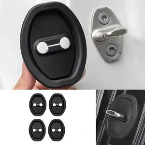 4 Piece Car Door Lock Silicone Covers, Silent Vehicle Pad Stable Automotive External Accessories, Noise Reduction Protection Silicone Guard