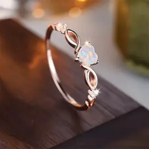 Minimalist Luxury Heart-Shaped Opal Ring - Birthstone-Inspired Silver Wedding Ring for Brides, Engagement, Anniversary, Birthday & Valentine's Day Gifts, free shipping only
