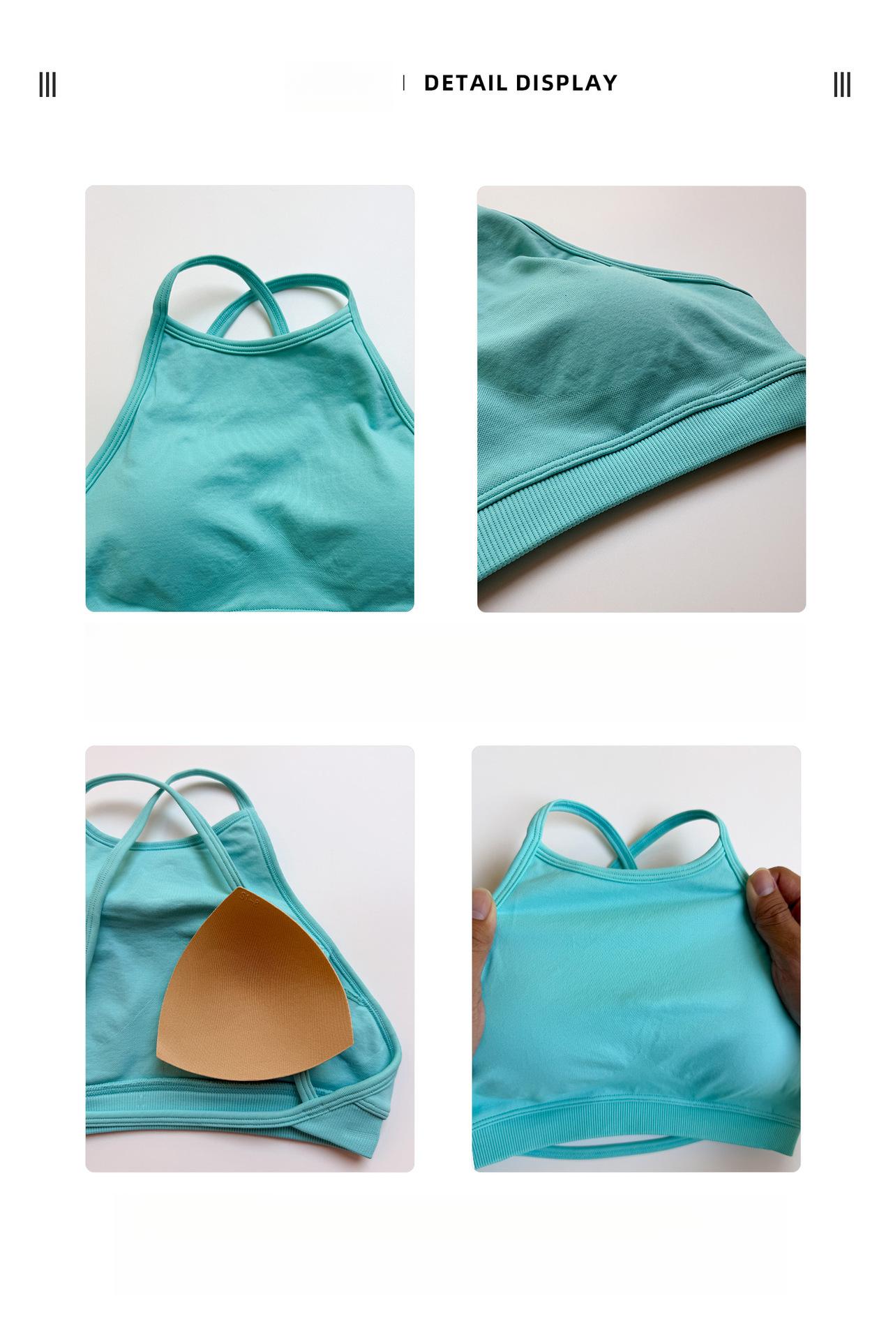 Women's High Elastic Seamless Yoga Bra Set  Racerback Push Up Sports Bra With Removable Pads & High Waisted Leggings