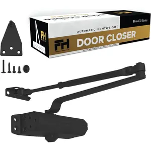 Automatic Door Closer Adjustable Size 3 Spring Hydraulic Auto Door Closer Residential Garage Suite Entry UL Listed Fire Rated Latch Speed Power 3 (Black)