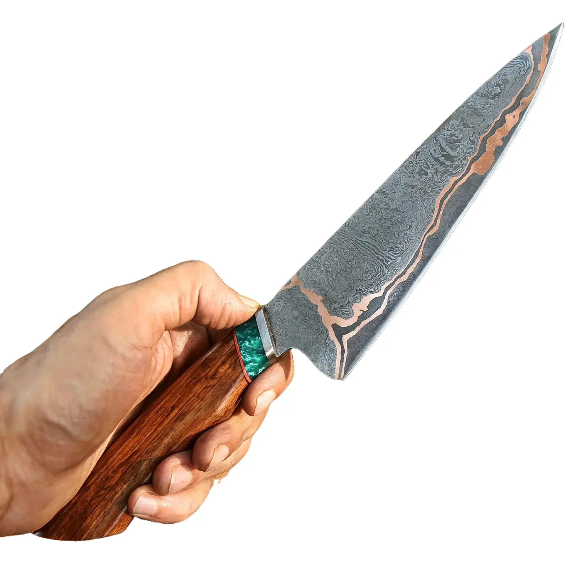 Luxury RARE Copper Damascus Chef Knife - Handmade Kitchen Knife - Copper Blade Chef Knife Unique Steel  Meat Vegetable Bbq