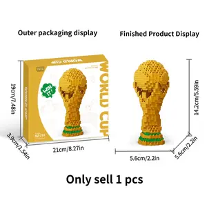 World Cup trophy gift box set for football fans, mini building blocks for children, Children's Day, Christmas and birthday gifts