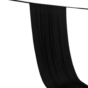 Black 4-Way Stretch Spandex Backdrop Drape Curtain, Wrinkle Free Event Divider Panel with Rod Pockets - 5ftx16ft