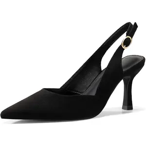 Coutgo Women's Slingback Kitten Heels Closed Pointed Toe Wedding Party Dress Pumps Shoes