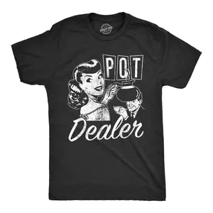 Mens Pot Dealer T Shirt Funny Coffee Tee Diner Shirt Caffeine Waitress Tee Mens Funny T Shirts Cool Vintage Fashion T-Shirt Gift Classic Menswear Funny Coffee Short Sleeve Novelty Tees for Guys Black