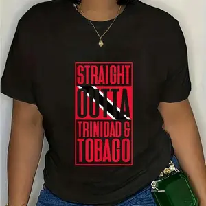 100% Cotton Straight Outta Trinidad & Tobago Flag Pride Trinidadian T-Shirt