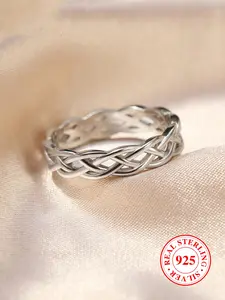 S925 Sterling Silver Plain Hollow Out Design Elegant Everyday Ring, Elegant Fashion Rings, Fashion Accessories for Women & Men, Trendy All-match & Exquisite Jewelry for Birthday Gift