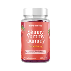 Santo Remedio, Entalla, Skinny Yummy Gummy, Nutritional Supplement, Gummy Fiber for Digestive Gut Support, 60 Fiber & Prebiotic Gummies, Strawberry Flavor, 30 Servings
