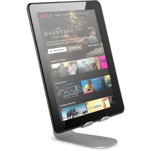 , Tablet/iPad/Phone Stand with Adjustable Angle, Large Cellphone Holder,  Grips Hold Your Device Securely, Easy to Reach  Hole, Minimalist Desk Stand