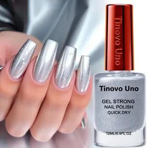 Tinovo Uno Nail Polish Mirror Effect Metallic Silver 12ML, Nail Art, Fast Dry Formula, Chrome Finish, Alcohol-Free, Long-Lasting, Easy Use, Glossy