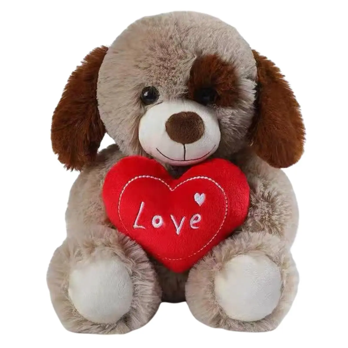 Brown dog hold a Heart