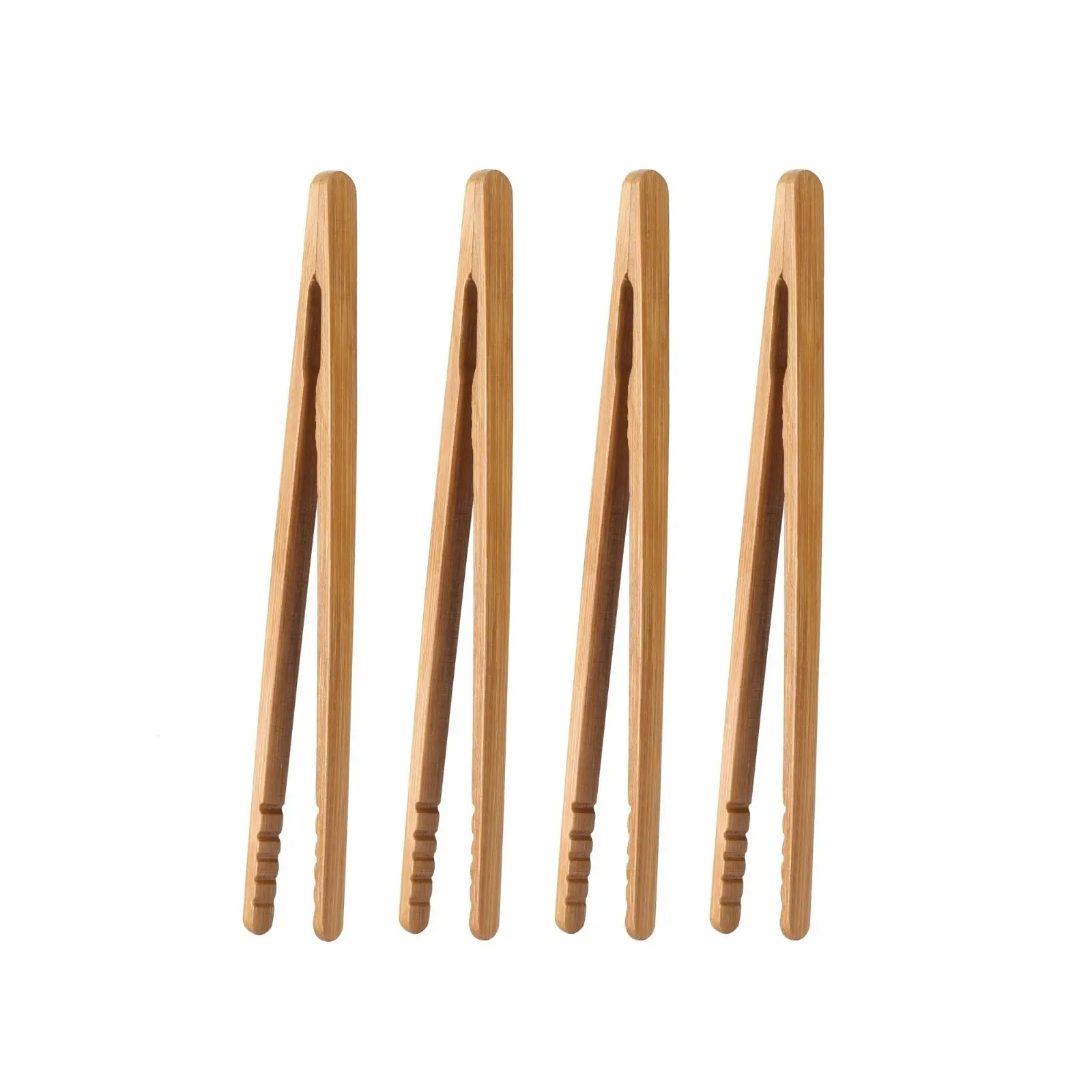 4Pcs Bamboo Toast Tongs 7 inch Wooden Toaster Tongs for Bread Cooking Kitchen