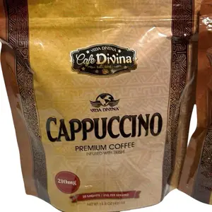 Cafe Divina Vida Divina Cappuccino Premium Coffee Infused with Reishi 210mg 20 Sachets Non-Dairy Creamer Rich Mellow Flavor