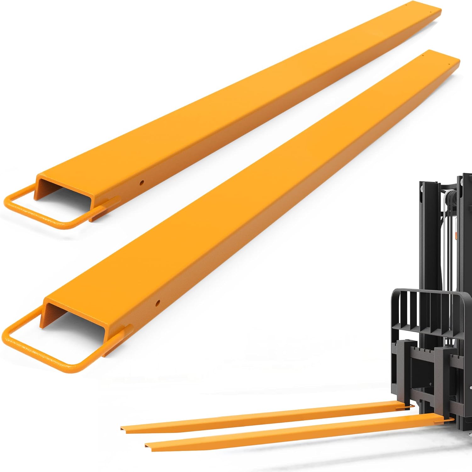 YINTATECH 4.5in Width Forklift Extensions Fits for 4" Wide Forks, Heavy Duty Pallet Fork Extension, 96in Length, 1 Pair, Yellow