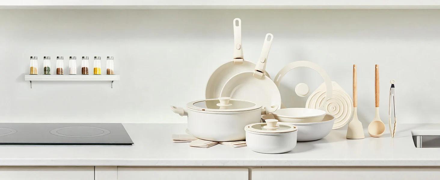 [ FLASH SALE ] ROVSUN 22 Pcs Nonstick Pots and Pans Set with Detachable Handles