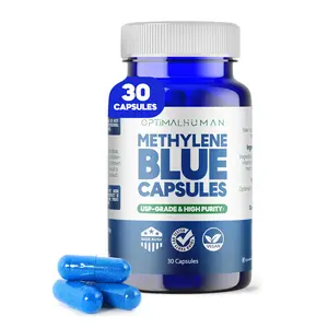 Optimal Human Naturals Methylene Blue Tablets (10mg) – High Purity, USP Grade with Vitamin C - Vegan, Unflavored Blue Methylene Capsules - Easy to Take Pills w/ No Fillers or Dyes - 60 Count