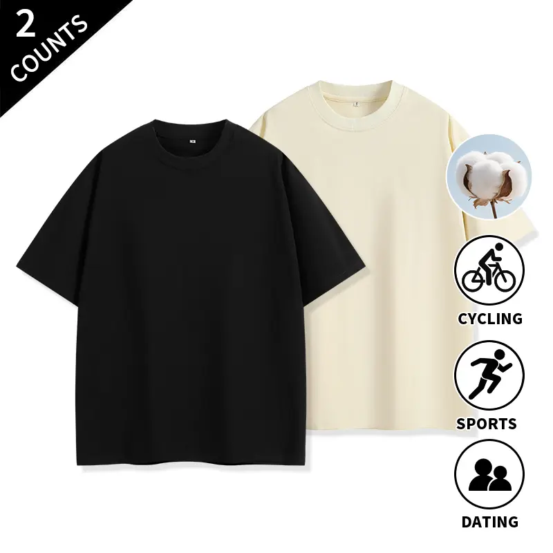 2-Pack Men’s Solid Crew Neck Short Sleeve T-Shirts for Summer, Daily Walks, and Light Fitness Training