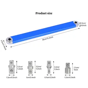 Upgraded Impact Adjustable Extended Wrench, Tight Distance Extended Wrench Set, with 1/ 2inch , 1/ 4inch and 3/ 8inch Square Drive Adapters, Suitable for Narrow Spaces Universal Extended Wrench, Also a Good Choice as a Christmas Gift for Boys